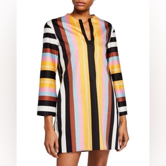 Tory Burch Striped V Neck Beach Tunic - Picture 1 of 7